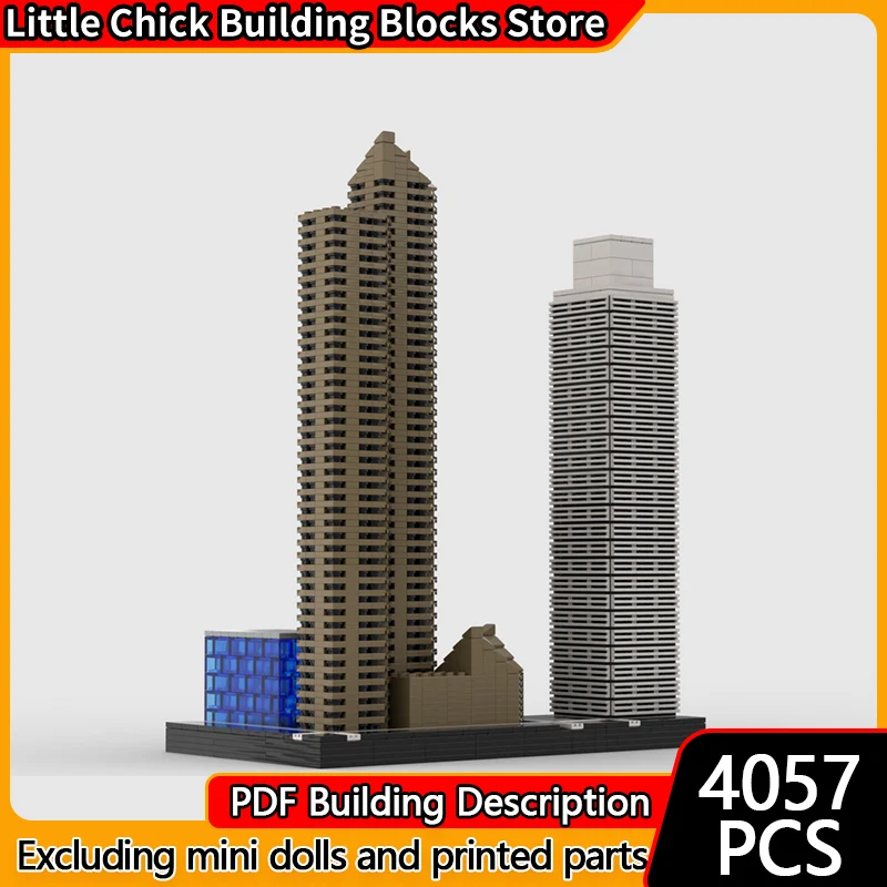

City Street View Model MOC Building Bricks Two Office Buildings Modular Technology Children Holiday Gifts Assemble Toys Suit
