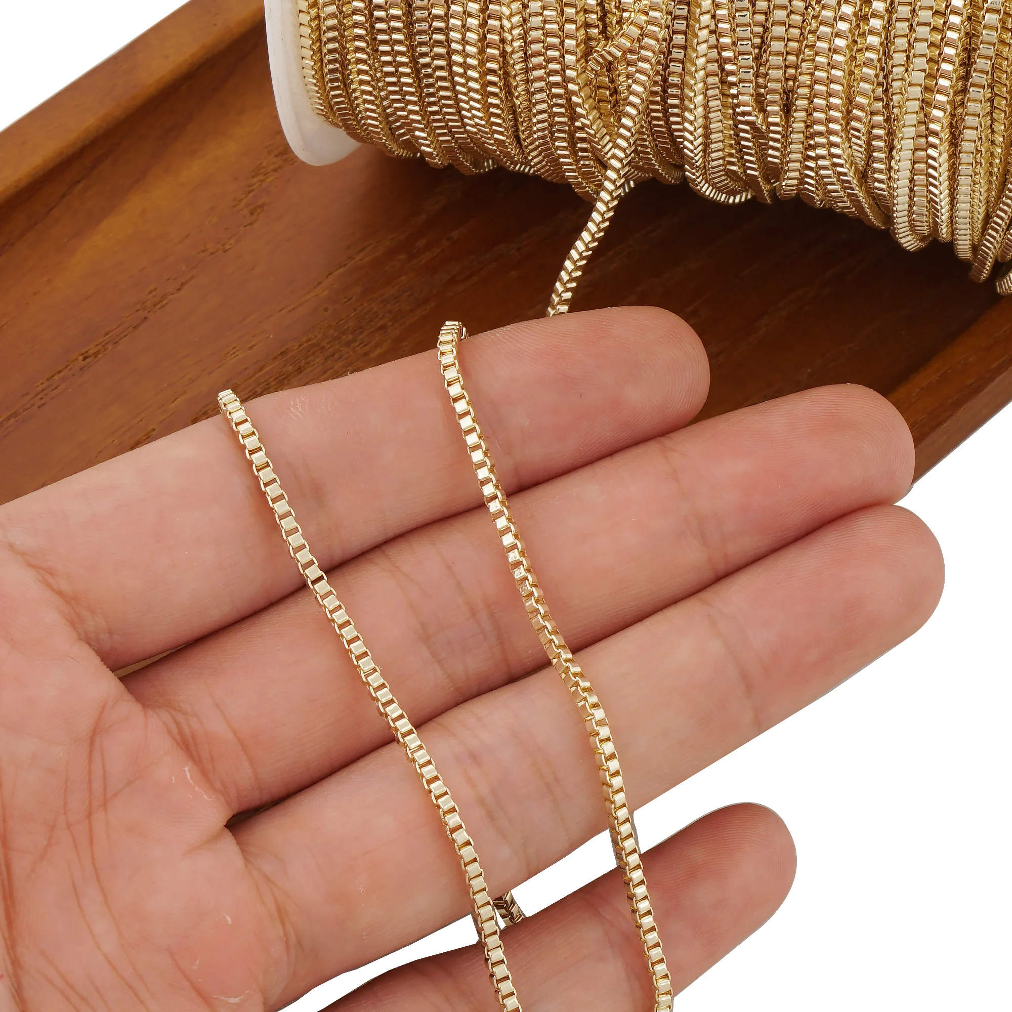 

6 Feet 2mm 14K Gold Filled Box Chain, Unfinished Chains for Necklace Bracelet Making DIY Component Accessory Free Shipping