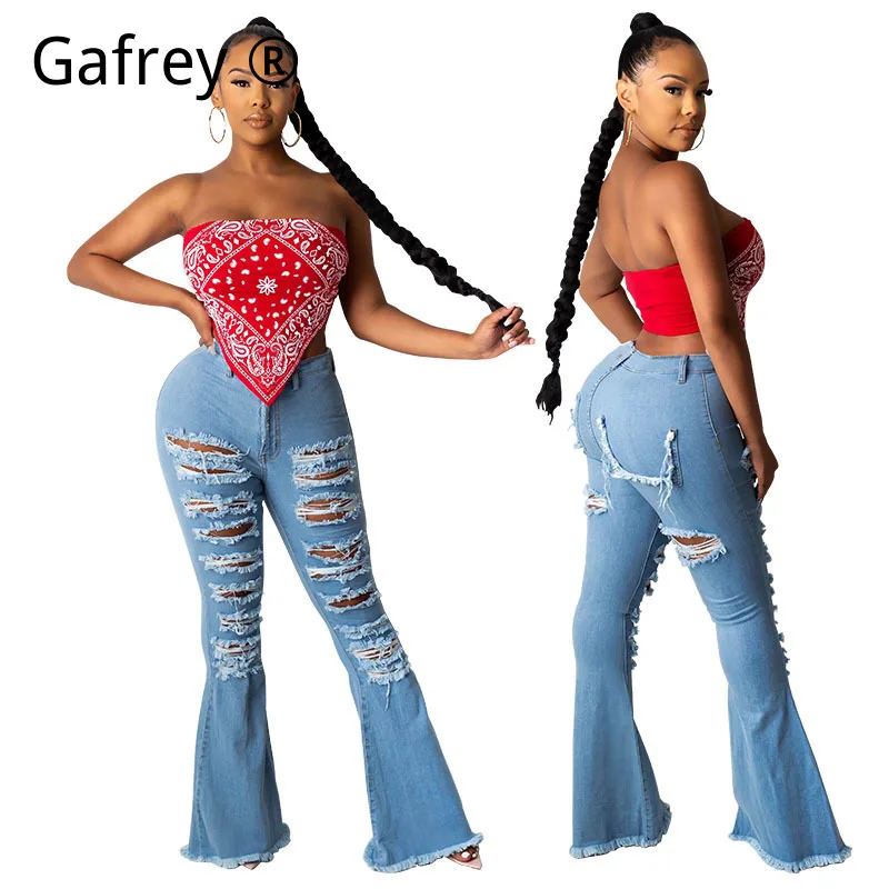 Women's Sexy Ripped Distressed Jeans, Washed Drawstring Denim Pants, Skinny Stretch Trousers, Summer Streetwear Bottoms