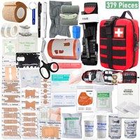 379pcs Home Office First Aid Kit Portable Emergency Bag, Red Cross Carry-On for Outdoor Activities, Camping, Hunting, Hiking