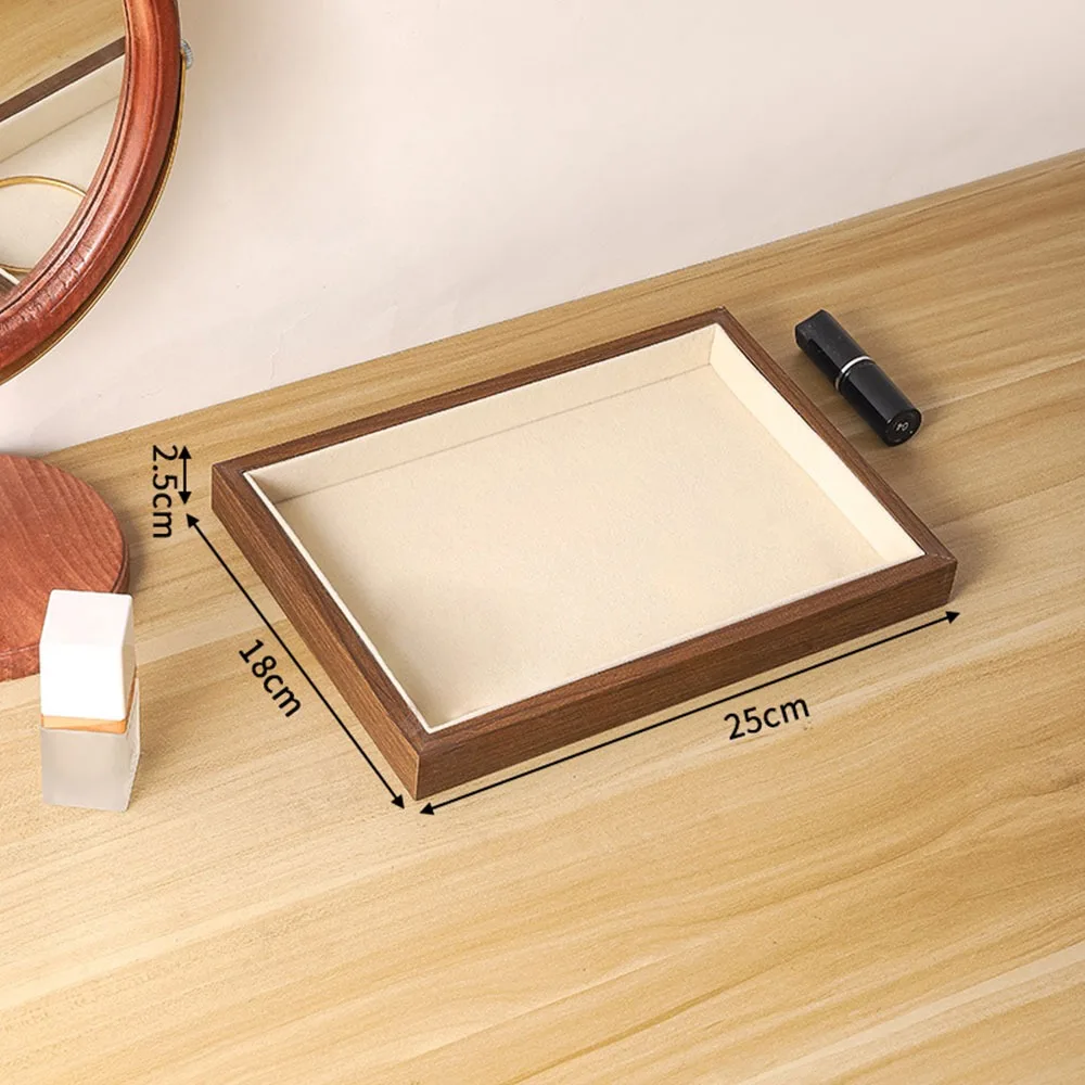 Walnut Wood Wooden Jewelry Display Tray American Style Velvet Lining High-end Jewelry Box Dustproof Multi-Compartment