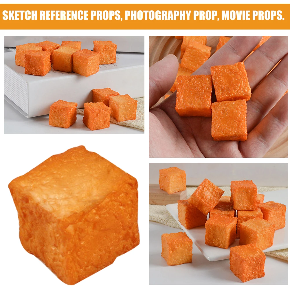 

6 Pcs Simulated Fish Tofu Props Fake Photography Model Food for Kitchen Artificial
