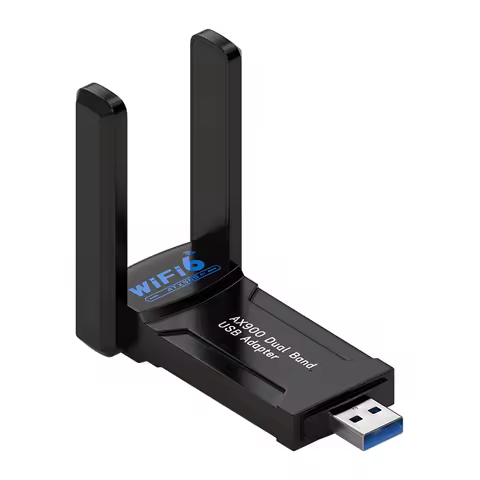 2-in-1 Wi-Fi 6 BT5.4 USB Network Adapter for PC Laptops, Enhanced 5dBi Remote AX900 Mbps WiFi Adapter, Dual-Band 2.4G/5GHz