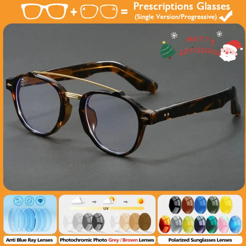 KUXA (M) トレンディパイロットラウンド近視調光処方箋老眼鏡ブルーライトカット光学メンズ偏光サングラス