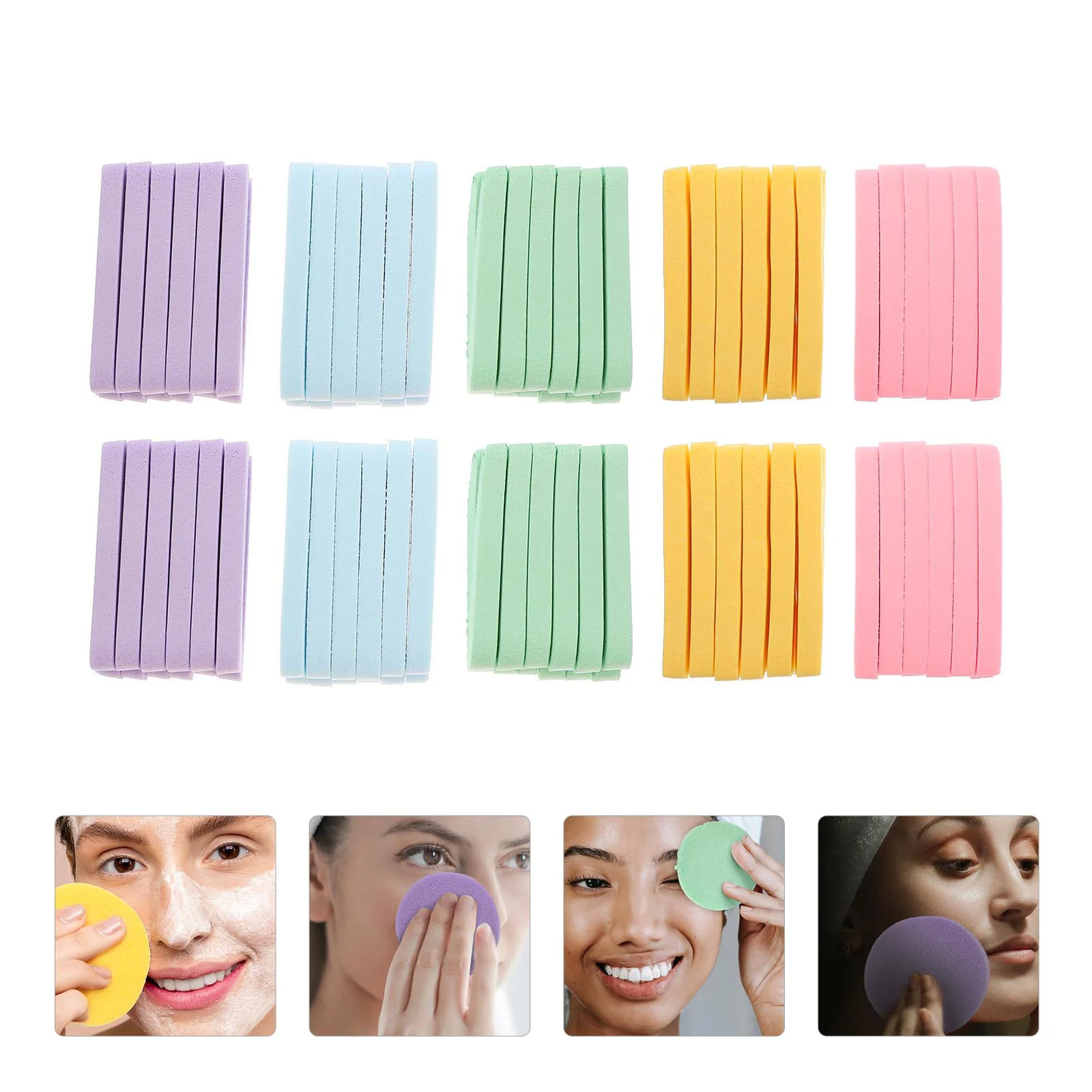 

120 Pcs Face Wash Facial Sponge Fine and Smooth Sponges Makeup Puff Compressed Natural Cleaning Pads Pva Cleansing