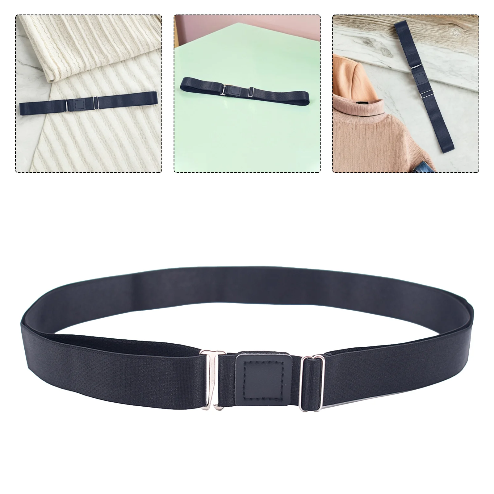 قميص حزام البقاء 2.5 سنتيمتر قابل للتعديل أسود المضادة للتجاعيد قفل القميص للرجال النساء مدسوسة طوال اليوم مرونة النايلون البقاء كليب