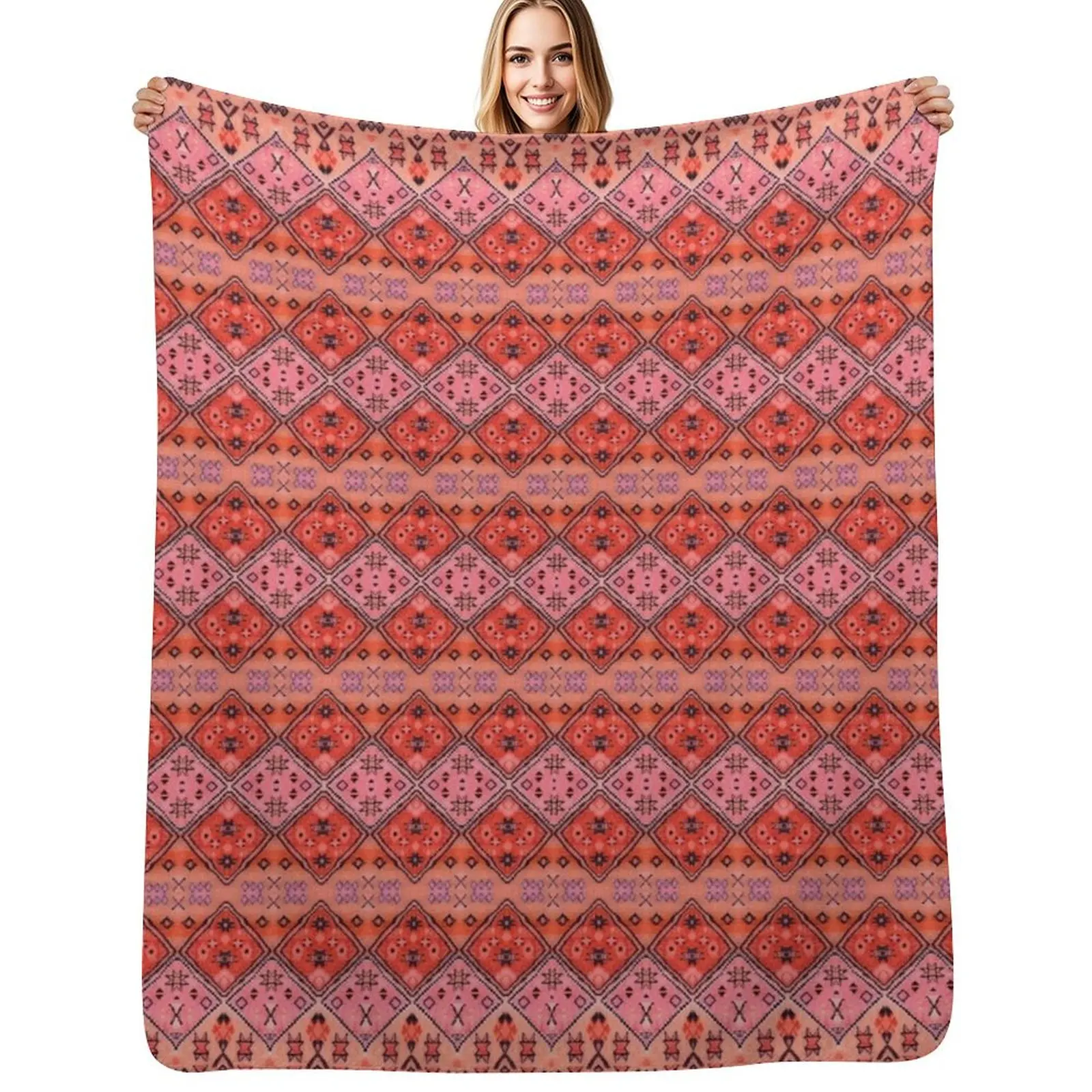 

Boho Farmhouse Stylish Oriental Traditional Moroccan Style Artwork Throw Blanket Plush Furry wednesday Custom Blankets