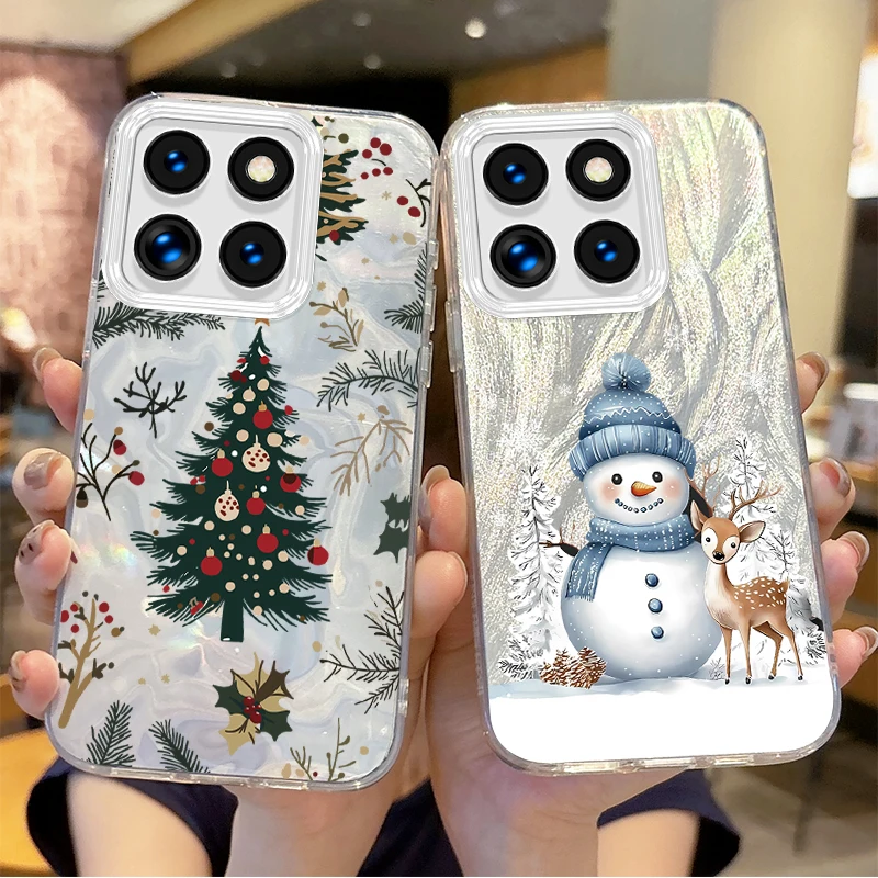 Cute Christmas Tree Snowman Graphic Phone Case For Xiaomi Poco X6 X3 F6 M6 M4 Pro C61 13T 14T 11 Lite Hard Shockproof Back Cover