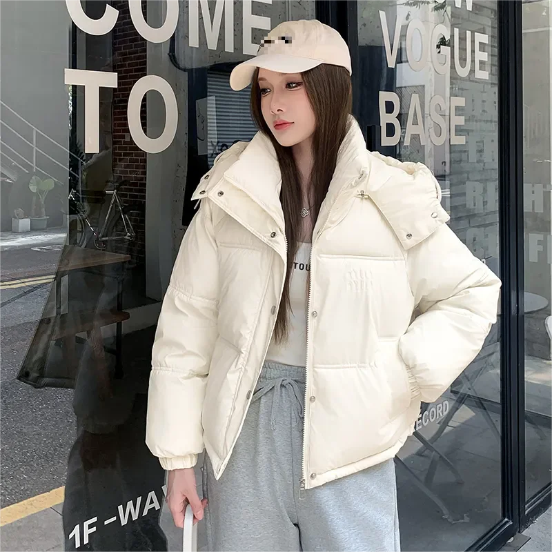 

New Winter Thicken Warm Parker Coats Korean Loose Short Hooded Down Cotton-padded Jacket Women's Outwear Bread Clothes