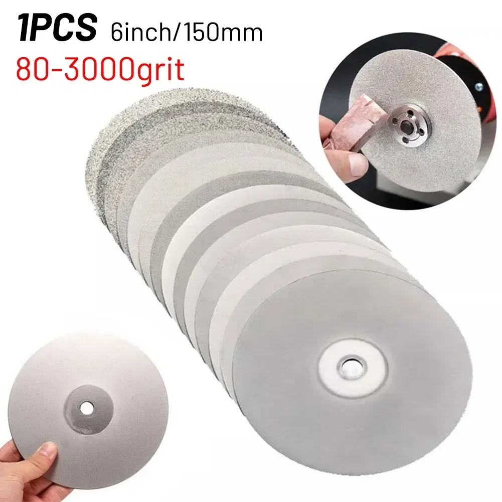 6inch 150mm Polishing Grinding Disc 80-3000 Grit L Diamond Coated Flat Lap Wheel Lapidary Jewelry Polishing Grinding Disc