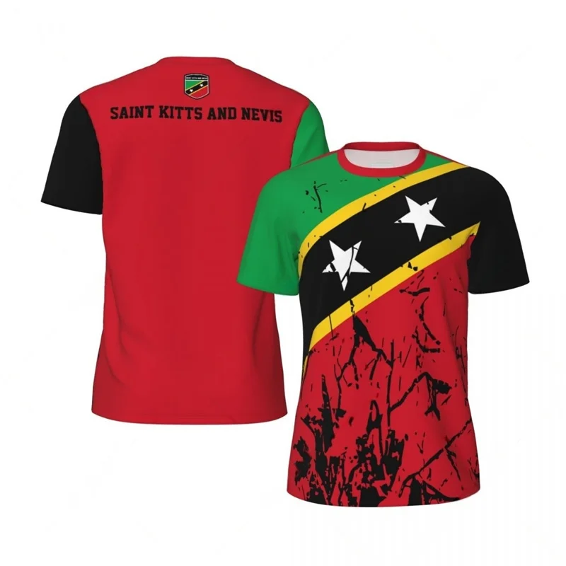 

Saint Kitts And Nevis T Shirt Men Summer 3D Printed Football Tshirt Sports Fitness Short Sleeves Tees Crew Neck Loose T Shirts