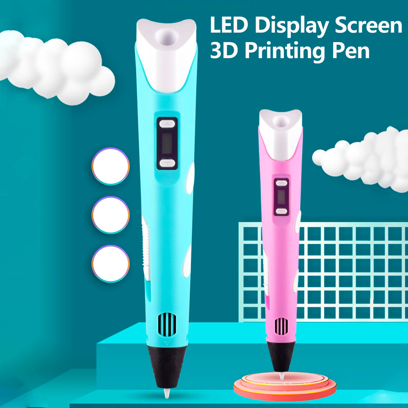 3D Pen Drawing Printing Pen With LCD Screen Compatible PLA Filament Toys Safe Paiting for Children DIY Christmas Birthday Gift