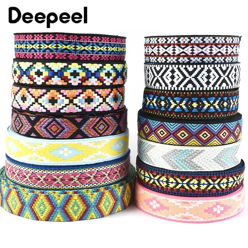 

8Meters 25mm Polyester Jacquard Webbing Ethnic Lace Ribbon Bag Strap Safety Belt Sewing Tape Bias Binding Garment Accessories