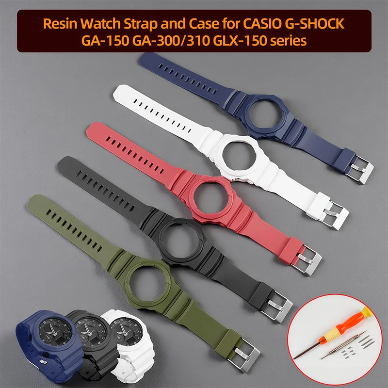 

Resin Watch Strap and Case for CASIO G-SHOCK GA-150 GA-300/310 GLX-150 series Resin rubber suit Man Woman Watch Accessories