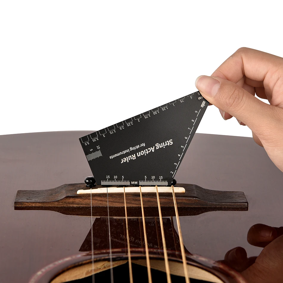 أوتار جيتار من الفولاذ المقاوم للصدأ مسطرة ارتفاع الحركة تسوية الجيتار 2 في 1 أداة Luthier للجيتار القيثارة باس