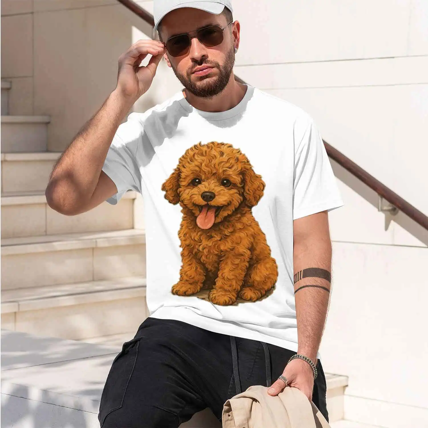 Poodle Puppy Cute Brown Curly g Graph T Shirt Lovely Print Daily Holiday Gift For g Lovers Owners 2026 New Model Men’s Short-sle
