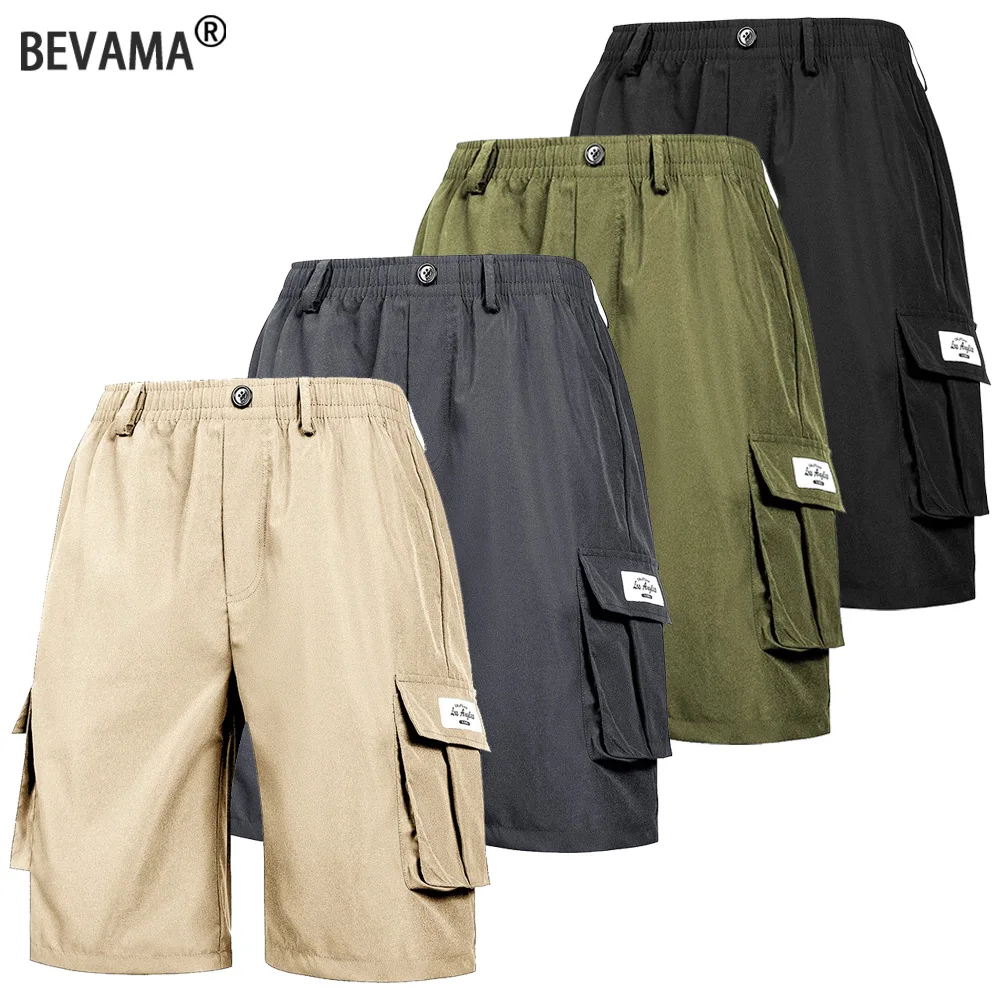 

Летние мужские шорты-карго высокого качества, повседневные деловые брюки с эластичной резинкой на талии, однотонные спортивные дышащие пляжные шорты для бега