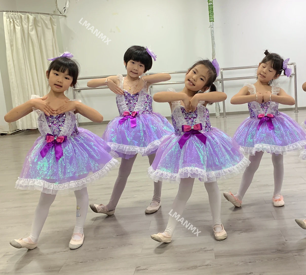 Chiffonkleid für Kinder, Performance-Rock, Pailletten, flauschiges Kleid, Tanzrock