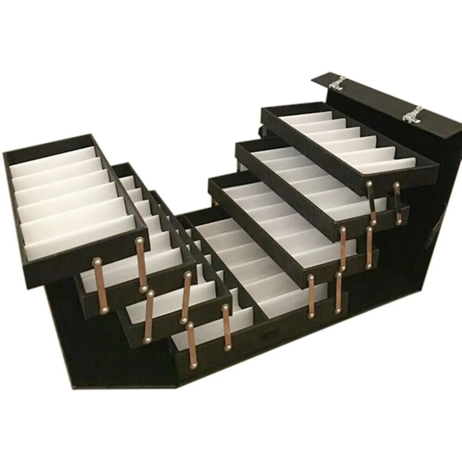 Sunglasses Organizer, 16.14*9.06*14.37in Sunglasses Slot Display Case, Jewelry Collection Storage Holder Box with Clear Glass Lid PU (48 Slots)