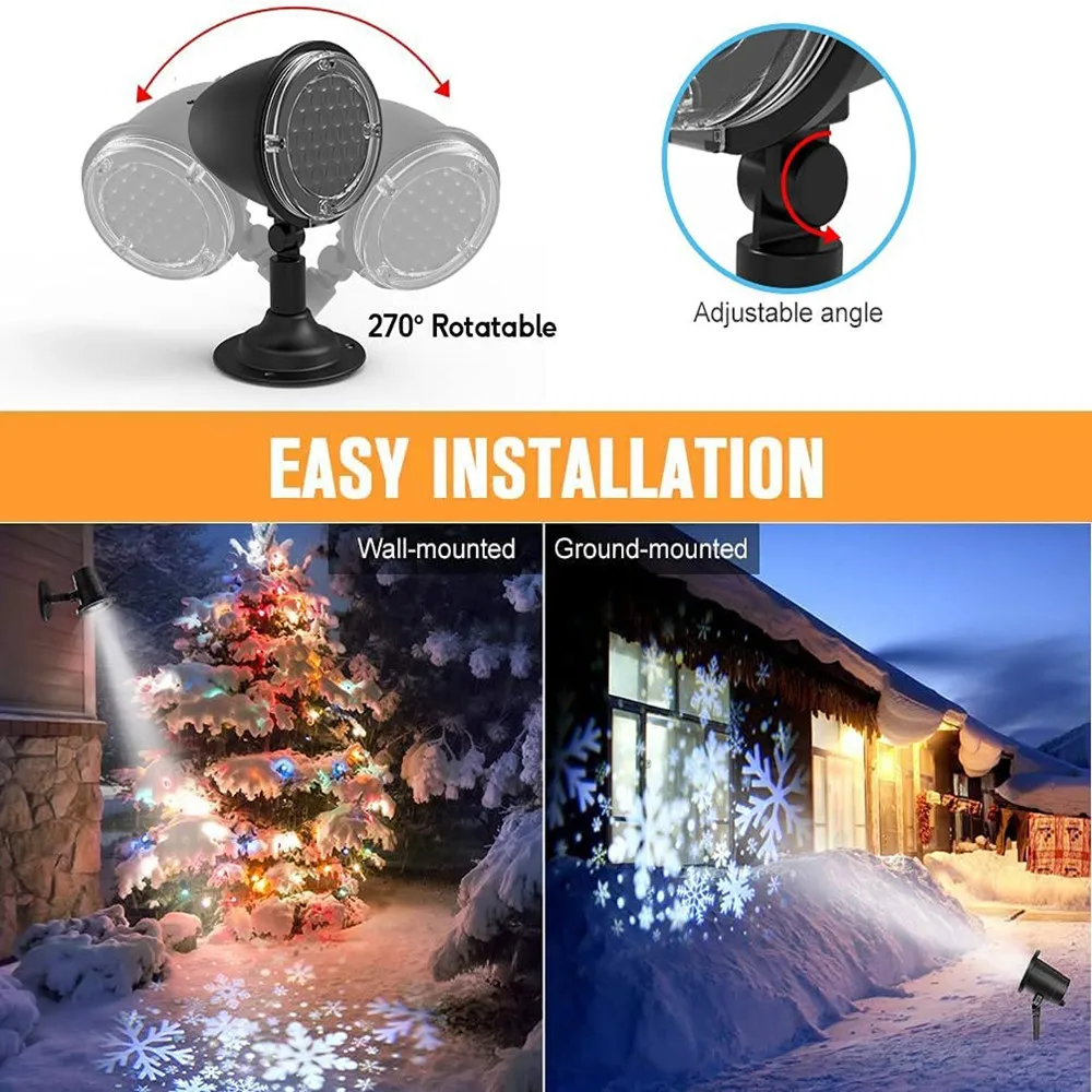 LED Snowflake Projector Lights Outdoor Waterproof Christmas Decorations for Xmas Holiday Home Party Garden and Patio Decoration