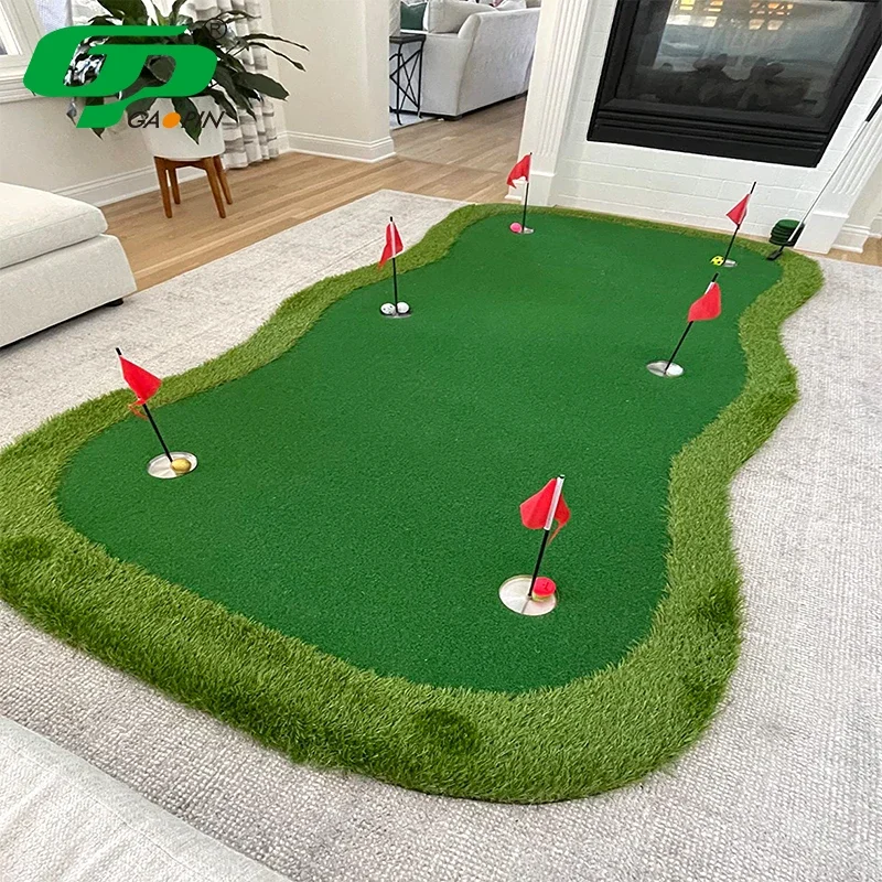 

Mini Golf Course Indoor/Outdoor Professional Golf Practice Mat Long Challenging Putter Green Putting Golf Training