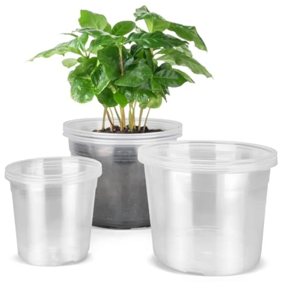 

Large Clear Nursery Pots with Drainage, 12 Pack Plastic Pots for Plants, Ideal Seedling Pots and Plant Pots for Vegetables, Orc