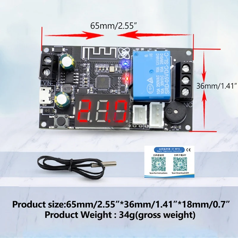 XY-WFTX Remote Wifi Thermostaat Temperatuurregeling Module Ntc 10K 0.5M Relais Schakelaar Temperatuur Controller Module