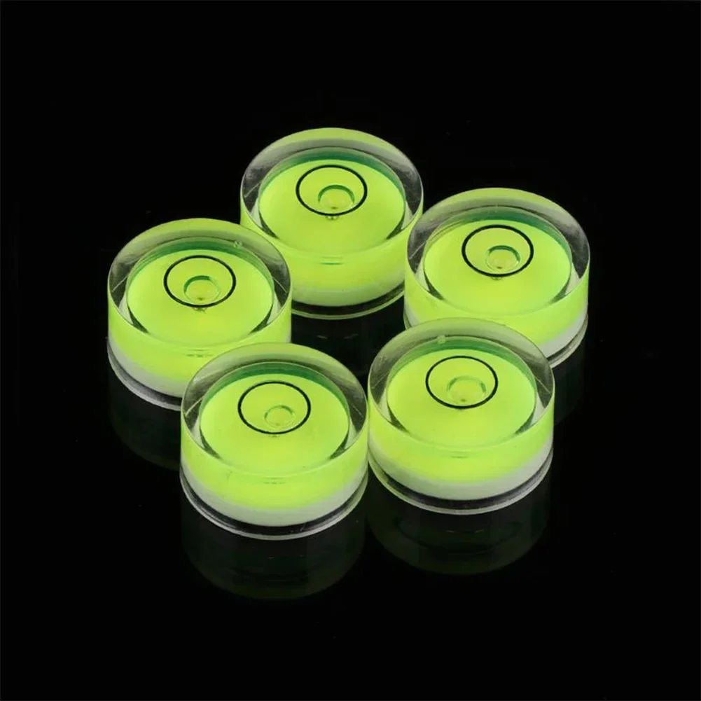 5pcs Round Bubble Level For Precision Measurement Acrylic Plastic Spirit-Level Instrument Green Liquid 10-18mm Options