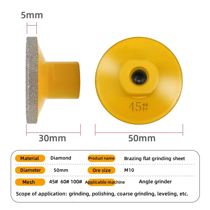 Testa di molatura piatta per brasatura da 2 pollici, foglio di molatura SDC addensato, strumento per lucidare marmo, pietra di quarzo