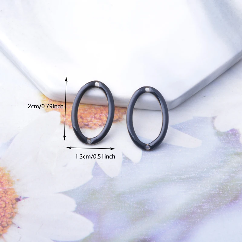 20 Stück ovalförmige Verbindungs-Emaille-Anhänger aus Kupfer mit Öltropfen-Effekt, Zweiloch-Ohranhänger, DIY-Schmuck, Ohrringe, Halsketten-Zubehör – Detail 2