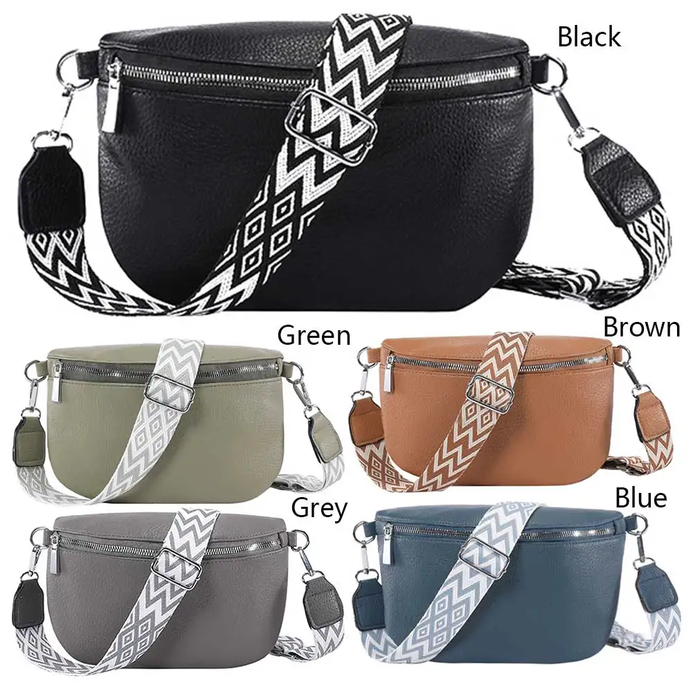 Bolsa de peito PU crossbody na moda para mulheres, grande capacidade, bolsa de ombro elegante, alça ajustável, bolsa de cintura macia