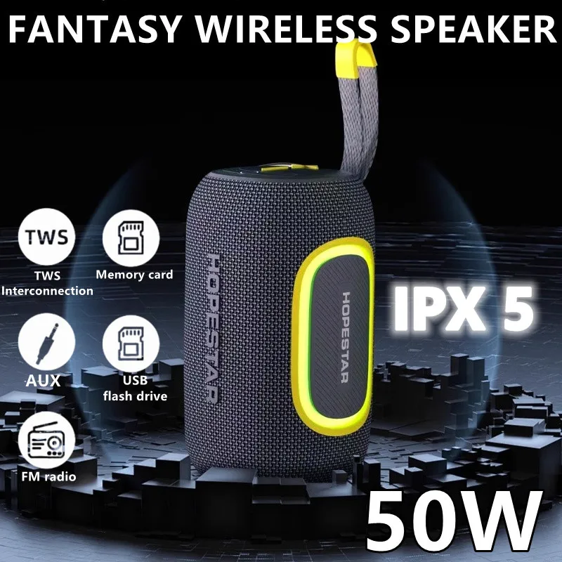 

Wireless Outdoor Portable Subwoofer Waterproof Dual Stereo Sound Mode RGB Bright Lights TF Card Radio Boombox Bluetooth Speaker