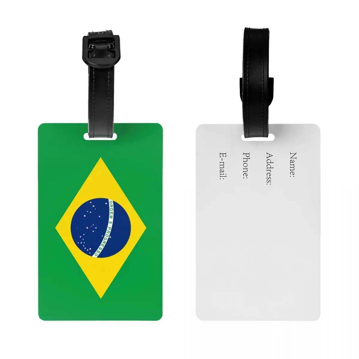 Custom Brazil Flag Brazilian Proud Luggage Tag Privacy Protection Baggage Tags Travel Bag Labels Suitcase