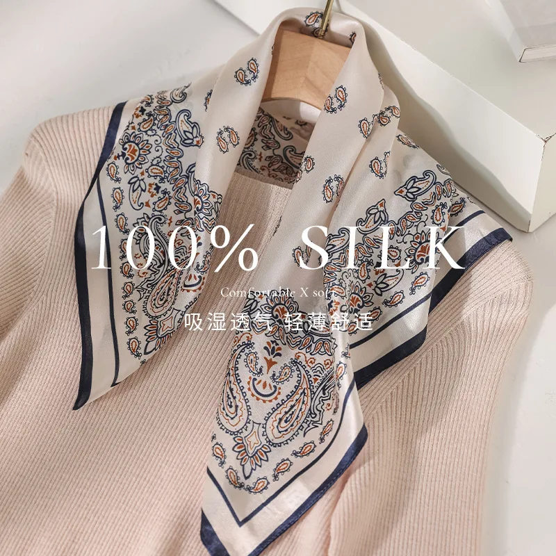 

100% Silk Scarf Luxury Hijab Hair Band Women's Bandanas Shawls Ribbon Headband Designer Accesories Handkerchief Wraps