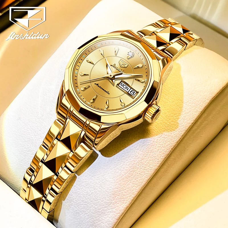 

JSDUN Luxury Gold Mechanical Watches Waterproof Steel Strap High Quality Women Watch Fashion Casual Women Clock Reloj Mujer