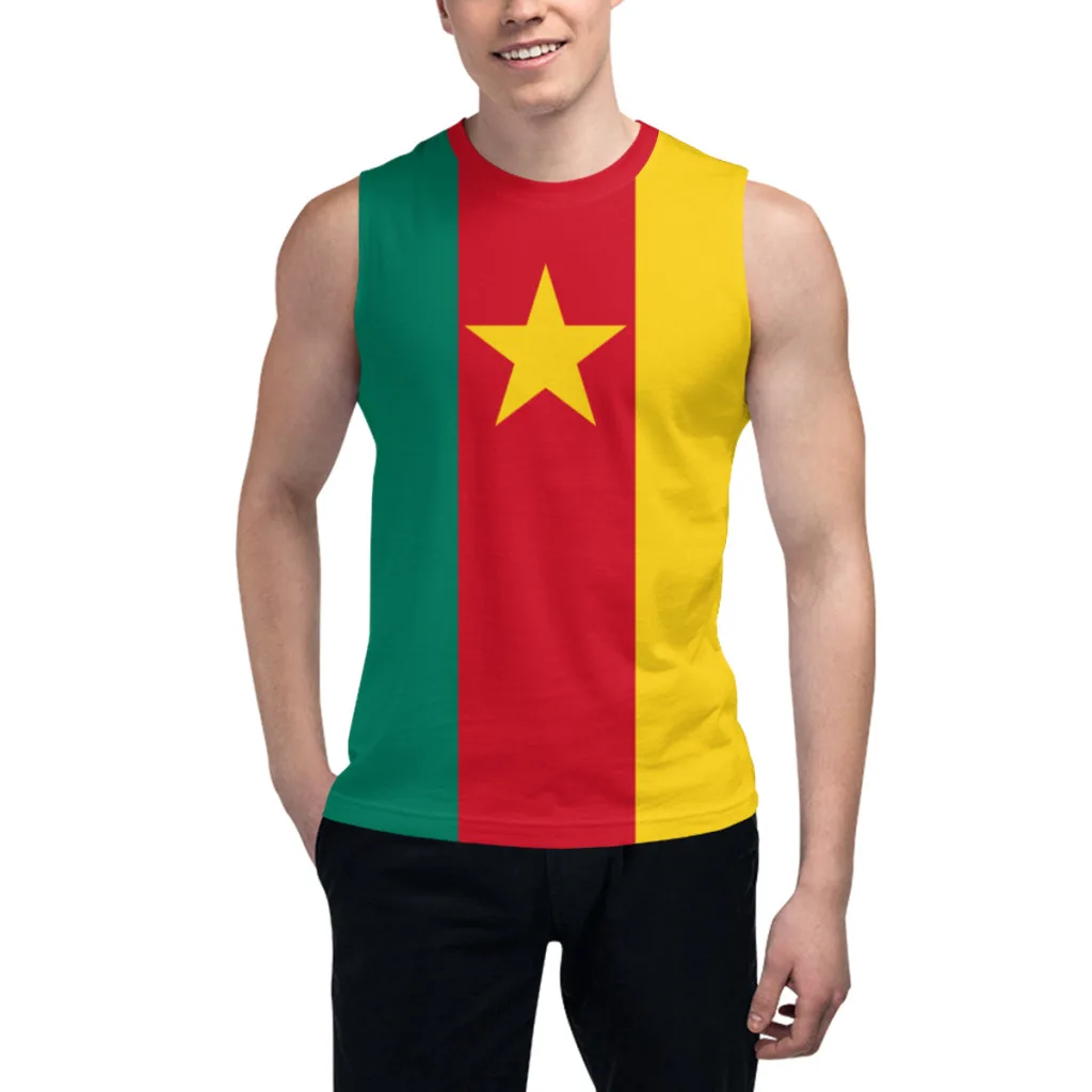 Sleeveless T-shirt Cameroon Flag 3D Men's Boys Tshirt Gyms Tank Tops Fitness Joggers Basketball Training Vest