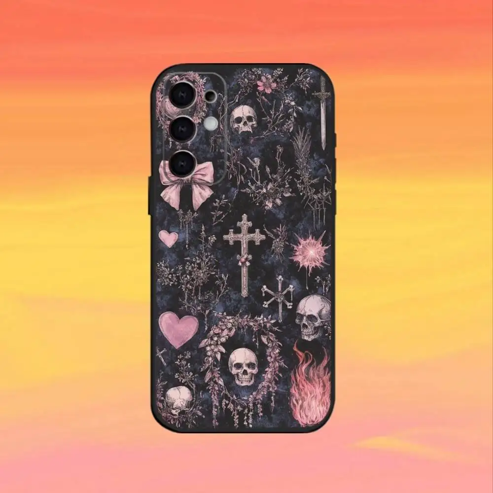 Coque de téléphone coquette gothique cybersigilisme, étui noir pour Samsung S25, S24, S21, S22, S23, S30, Ultra, S20, Plus, Fe, Note, 10,9,5G