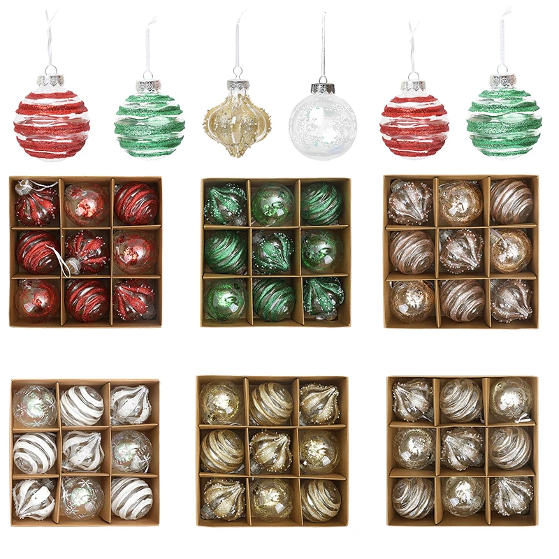 

9PCS 8cm Christmas Balls Ornament Christmas Tree Hanging Decor Merry Christmas Holiday Party Decor Home Navidad New Year Gift