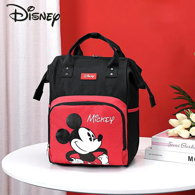 Disney Mickey New Fashion Mom's Bag Cartoon Large Capacity Baby Supplies Storage Bag Lightweight Multifunctional Backpack