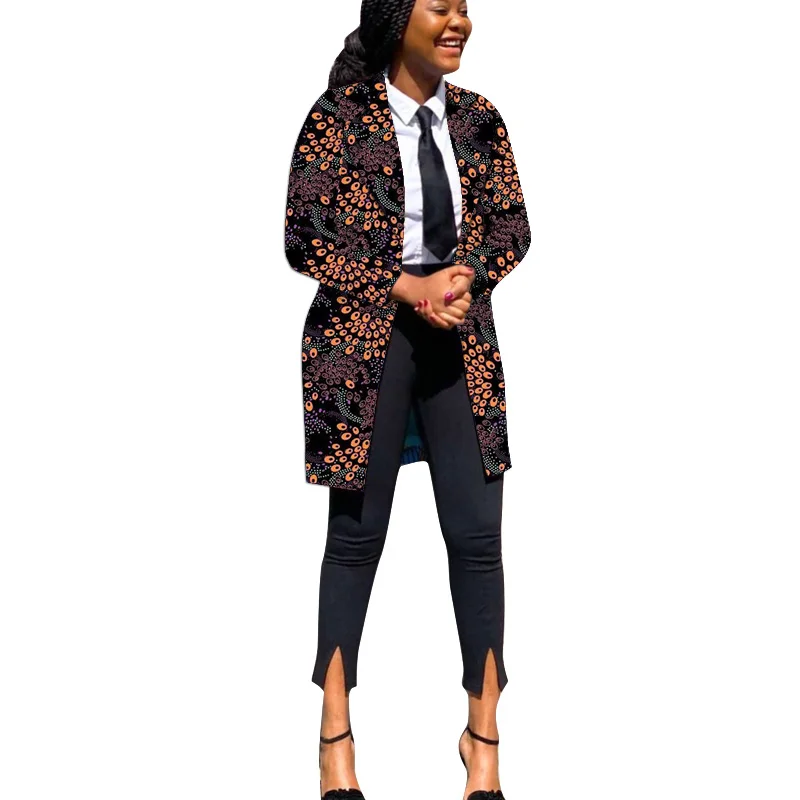 African Fashion Women\'s Blazer Colorful Print Long Suit Jackets For Office Lady Over Size S-6XL