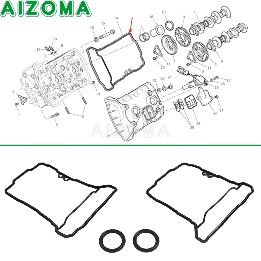 Motorcycle Accessories Cylinder Head Cover Gasket For Ducati Multistrada V4 V4S Rubber Front Rear Valve Cover Head Seal Ring