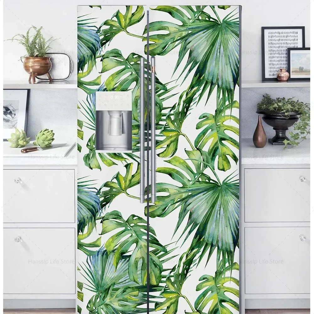 INS Fridge Door Wrap Vinyl Sticker, Kitchen Refrigerator Door Wallpaper Decal, Freezer Covering Art Poster Peel and Stick Mural