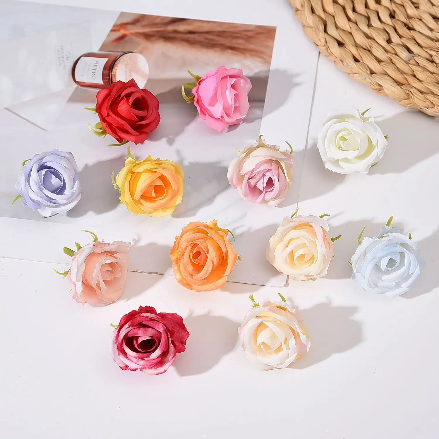 100-500 pcs rose flower heads diy hand-feel flower buds artificial flower materials wedding family simulation flower decoration