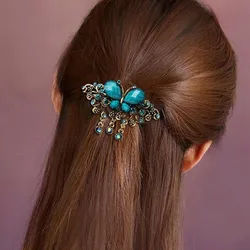 Women Butterfly Flowers Rhinestone Hair Clips Girl Flower Big Barrettes Hair Pins Hair Accessories Hairstyle Design Styling Tool