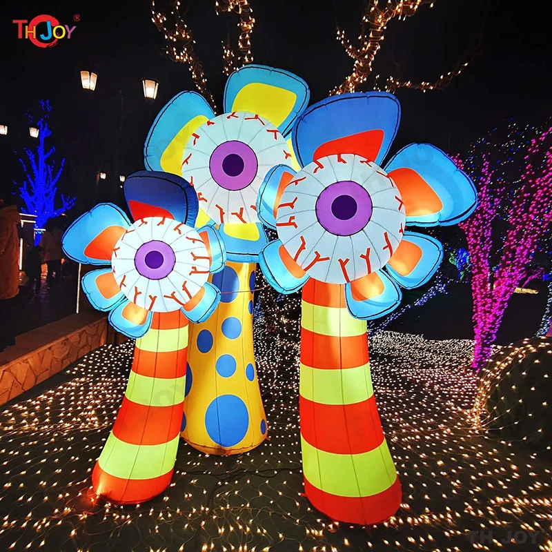 Halloween Decoration Giant Inflatable Eye Air Blow Eyeball Flower LED Light Air Blow Alien Creature Standing Monster