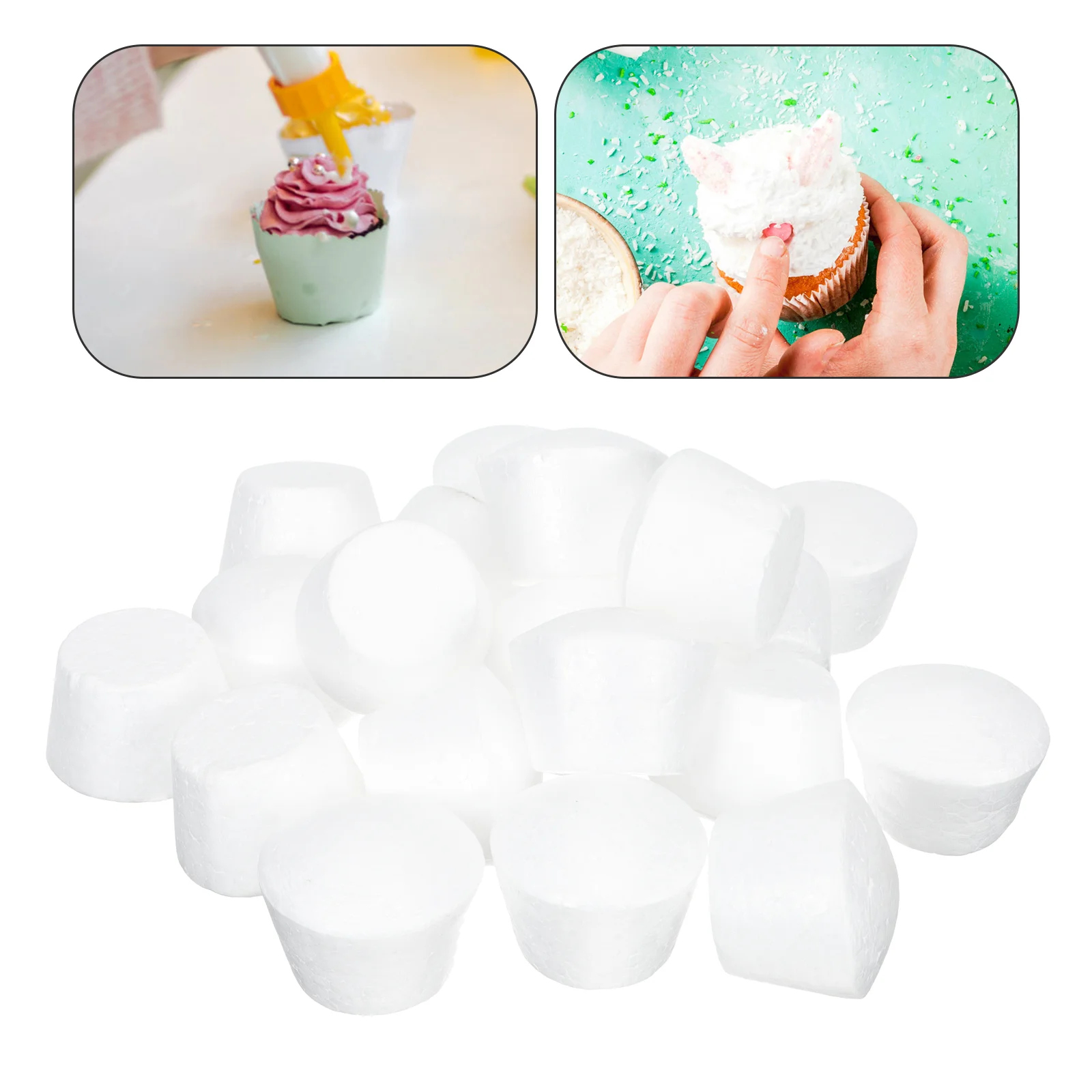 20 Pcs Individual Cupcake Boxes Foam Embryo Cookie Decorating Foams Models Set White DIY Baby Birthday Decorations