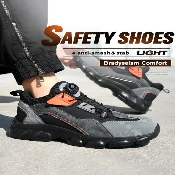 Men's Rotating Button Safety Shoes Steel Toe Work Sneakers Indestructible Shoes Puncture-Proof work Boots Air Cushion Men Boots