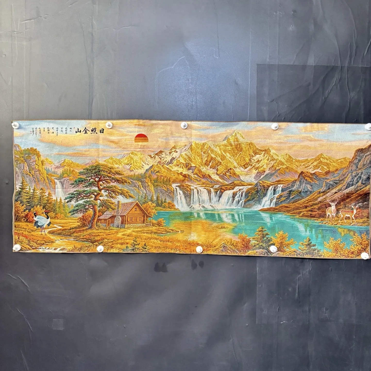 Living room office background decorative painting brocade silk Feng Shui Rizhao Jinshan Thangka