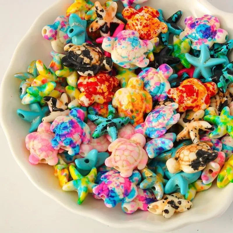 70PCS Multicolor Ocean Series Turtle Bead Charms for DIY Jewelry Making Bracelets, Necklaces, Earrings Annimal Collection