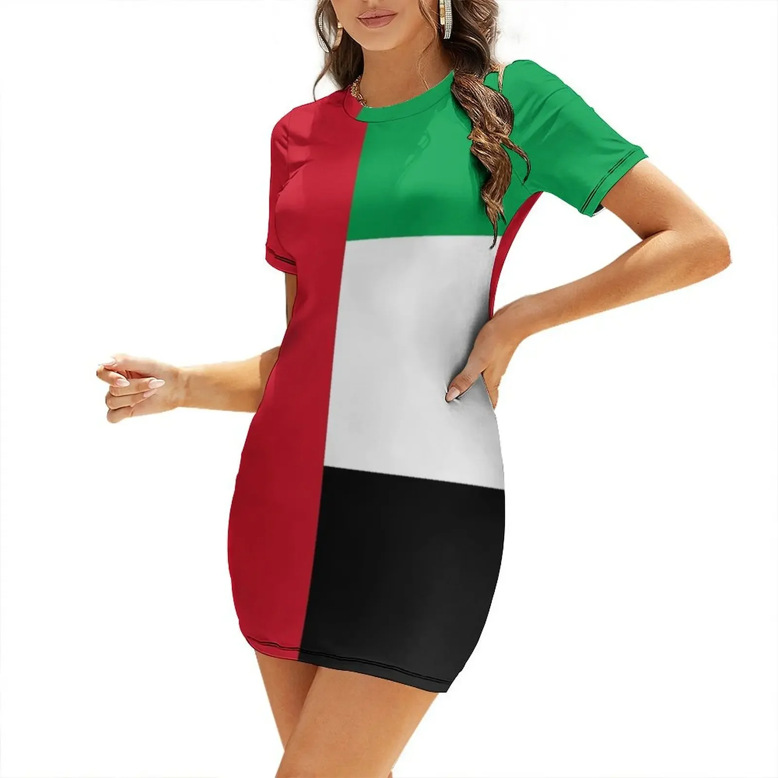 

UAE Flag Short-Sleeved Dress elegant and pretty women's dresses wedding guest dress 2025 cute dress women summer
